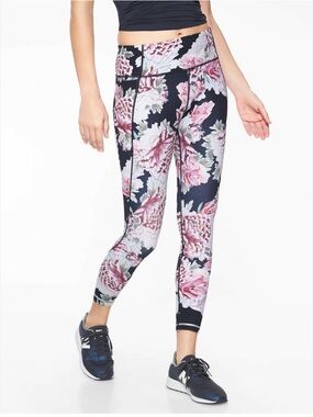 Athleta Floral Leggings Garden Party Print High Rise Size Medium